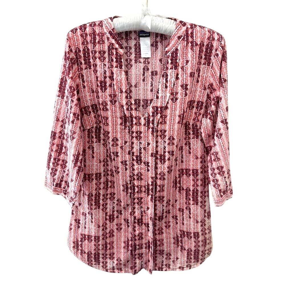PATAGONIA Sedum Pink Organic Cotton Tunic Top Boho Tribal Gorpcore Hiking Sz 6